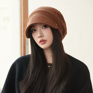 Japanese Style Beanie Hat Small Face Sleeve Cap Big Head Circumference Pile Style