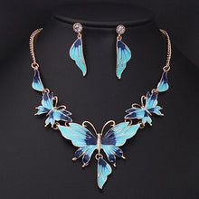 Charger l&#39;image dans la galerie, Drop Oil Butterfly Necklace Earring Set for Occasions