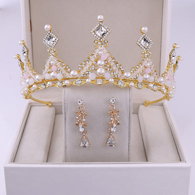 Korean Style Bridal Crown Earring Accessory Set for Occasions