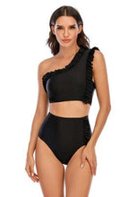 Cargar imagen en el visor de la galería, Flounced One-shoulder Bikini High Waist Swimming Trunks Swimsuit Set