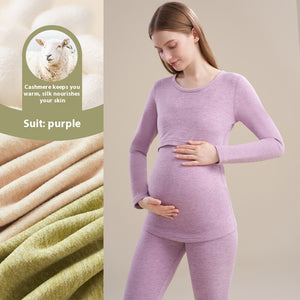 Cashmere Silk Edging Pregnant Women Warm Suit