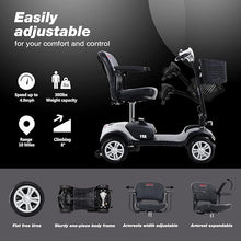 Cargar imagen en el visor de la galería, 4 Wheel Mobility Scooter For Seniors Compact Heavy Duty Mobile Powered Mobility Scooters Electric Powered Wheel scooter Device For Travel Adults