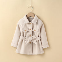 Cargar imagen en el visor de la galería, New Girls&#39; Korean-style Fashionable Autumn And Winter Beige Casual Coat Children Fashionable Stylish Mid-length Woolen Coat