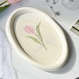 Common Calla Tulip French Relief Ceramic Plate Tableware