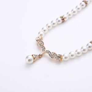 Angel Wing Pearl Necklace Earring Set for Occasions