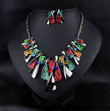 Charger l&#39;image dans la galerie, Metal Geometric Shape Rhinestone Earring Necklace