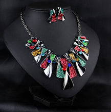 Charger l&#39;image dans la galerie, Metal Geometric Shape Rhinestone Earring Necklace