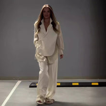 Charger l'image dans la galerie, Women's Chiffon Patchwork Top Straight-leg Pants Suit