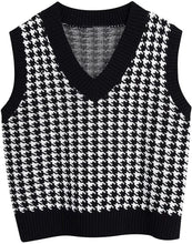 Laden Sie das Bild in den Galerie-Viewer, Houndstooth knitted vest vest