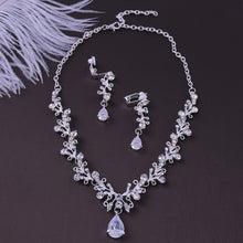 Charger l&#39;image dans la galerie, Bridal Rhinestone Zircon Earring Necklace set for Occasions