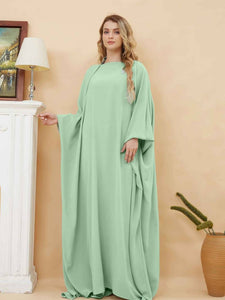 Solid Maxi Abaya Kaftan Long Sleeve Simple Abaya