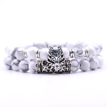 Cargar imagen en el visor de la galería, 8mm Lava Stone Bracelet Alloy Faucet Bracelet Set