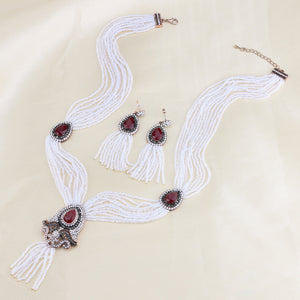 Women's Tassel Earring Necklace Two-piece Jewelry Set