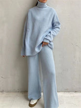 Charger l&#39;image dans la galerie, 2 Pieces Women Sets Knitted Tracksuit Turtleneck Sweater