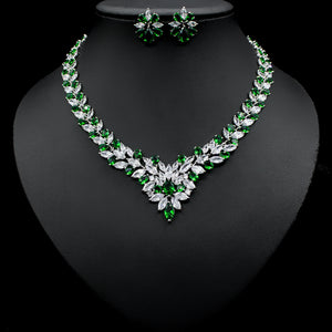 Bride Zircon Jewelry Necklace Earring Set for Occassions