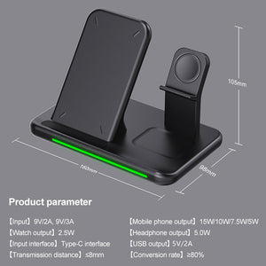 15W Four-in-one Wireless Charger 12 Mobile Charger Watch Three-in-one