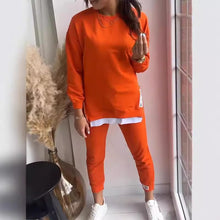 Charger l&#39;image dans la galerie, Women&#39;s Sports Suit Fashion Slit Design Sweatshirt Top And Slim-fit Trousers Sweatpants Casual Two Piece Set Outfit