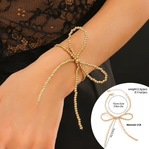 Niche Beaded Knotted Bow Earring Bracelet Necklace