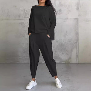 Women's Irregular Design Long-sleeved Sweater Harem Pants Sport Suit