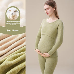 Cashmere Silk Edging Pregnant Women Warm Suit