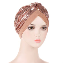 Load image into Gallery viewer, New Multi-color Sequins Before And After A Needle Sequins Turban Hat