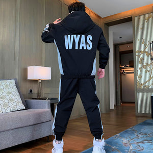 Two Piece sport Suit Men Fashion Hooded Jacket Coat Pants