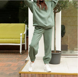 Long-sleeved Pocket Plus Velvet Padded Sweater Suit