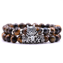 Cargar imagen en el visor de la galería, 8mm Lava Stone Bracelet Alloy Faucet Bracelet Set