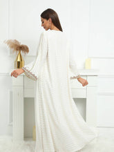 Cargar imagen en el visor de la galería, Bronzing V Neck Abbaya Kaftan Dress, Elegant Ankle Length Love Sleeve