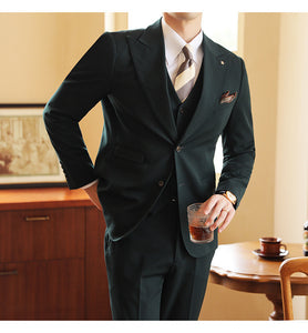 High-end Wedding Bridegroom Suit Closure Collar Suit Three-piece Suit Men