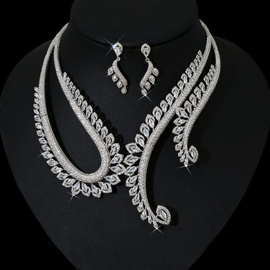 INS Wind Zircon Necklace Earring Set for Occasions