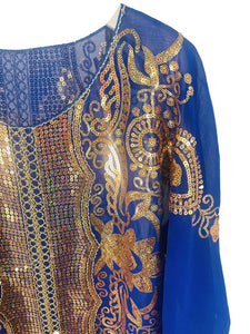 Plus Size Elegant Abbaya, African Sequin Embroidered Translucent Dashiki