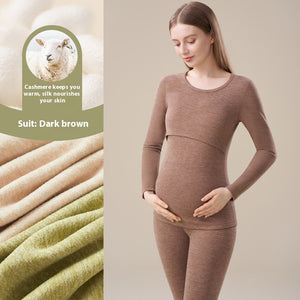 Cashmere Silk Edging Pregnant Women Warm Suit