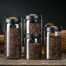 Laden Sie das Bild in den Galerie-Viewer, Vacuum Sealed Jug Set Black Coffee Beans Glass Airtight Canister Kitchen Food Grains Candy Keep Good Storage Jar Set Kitchen Gadgets