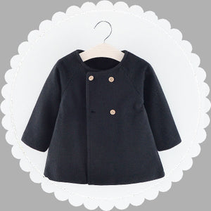 Autumn and winter new round neck long sleeve coat children's Cape overcoat