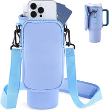 Cargar imagen en el visor de la galería, Slok Water Bottle Carrier Bag, Compatible With 40oz Tumbler With Handle, Modern Water Bottle Holder With Simple Adjustable Strap For Outdoor Walking Hiking Travelling Sports-Blue Purple