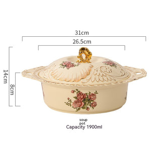 European-style Ceramic Tableware Household Rice Bowl Soup Dish & Plate Fruit Plate