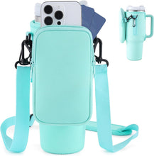 Cargar imagen en el visor de la galería, Slok Water Bottle Carrier Bag, Compatible With 40oz Tumbler With Handle, Modern Water Bottle Holder With Simple Adjustable Strap For Outdoor Walking Hiking Travelling Sports-Blue Purple