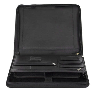 Vegan Leather Folder Zippered Closure Portfolio For Business