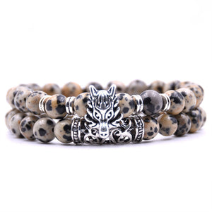 8mm Lava Stone Bracelet Alloy Faucet Bracelet Set