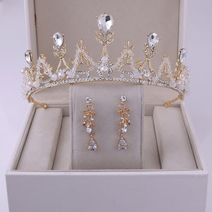 Korean Style Bridal Crown Earring Accessory Set for Occasions