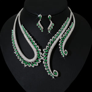 INS Wind Zircon Necklace Earring Set for Occasions