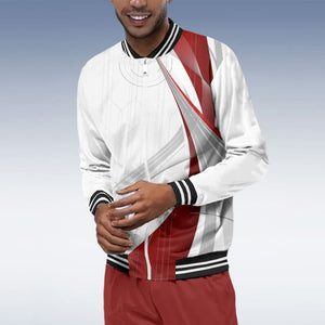 Men's Stand Collar Long Sleeve Two-piece Set Cardigan Zipper Sports Suit