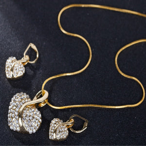 Petal Diamond Pendant Earring Necklace Set