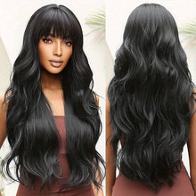 Cargar imagen en el visor de la galería, Long Wavy Curly Hair Wigs With Bangs For Women Synthetic Fiber Hair Replacement