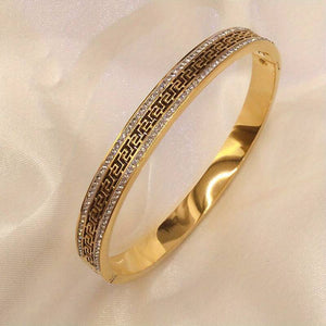 Titanium Steel Hollow With Artificial Diamond Bracelet