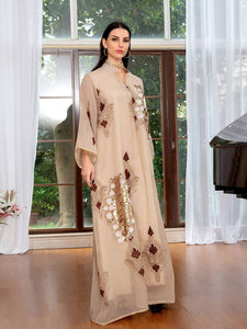 Elegant Beige Kaftan Abbaya