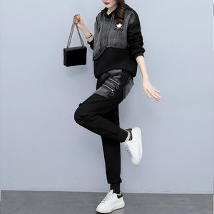 Women's Hooded Long Sleeve Two-piece Suit