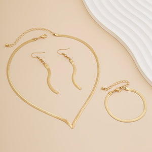 Fashion Chain Like Flat Snake Necklace Suit Simple Geometric accessories set for occasions