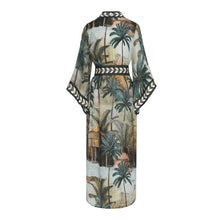 Cargar imagen en el visor de la galería, Beach Cardigan Long Sleeve Sun Protection Lace-up Printing Long Beach Wear Dress Leisure Fashion Loose Sexy Bikini Cover Up